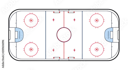 Canvas Print Ice Hockey Rink - Top Down View, Sports Arena Layout and Markings