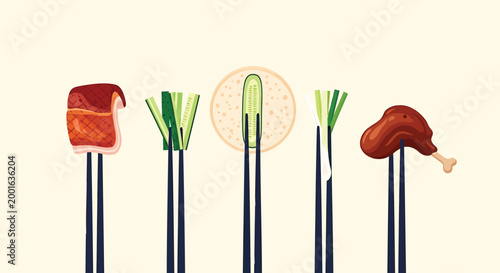 Chopstick icons, Asian food symbols, vector illustrations, restaurant elements, cuisine graphics
