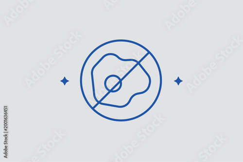 No eggs line icon for identifying egg allergies and vegan dietary options. Culinary vector illustration for bakery ingredient labels and allergen-friendly recipe blogs.