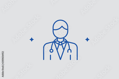 Doctor line icon for identifying allergy specialists and medical consultation services. Professional vector illustration for hospital appointment apps and healthcare service brochures.
