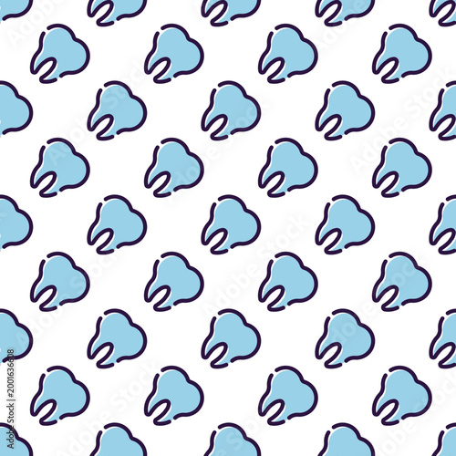 Pattern of light blue dental teeth icons on a transparent background