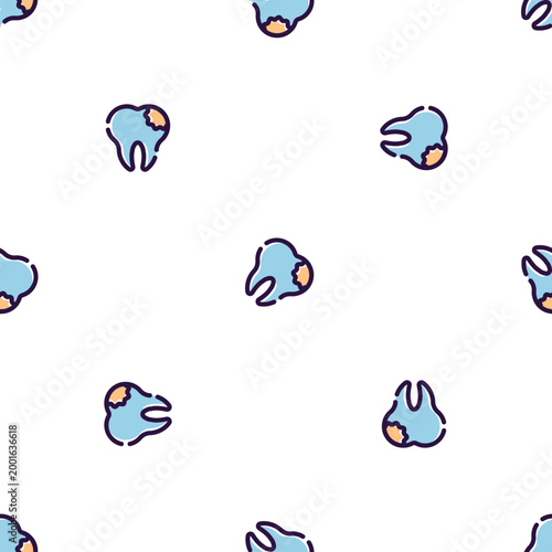 Cute cartoon dental teeth pattern isolated on transparent background