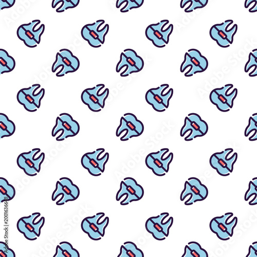 Seamless pattern of stylized teeth icons isolated on a transparent background