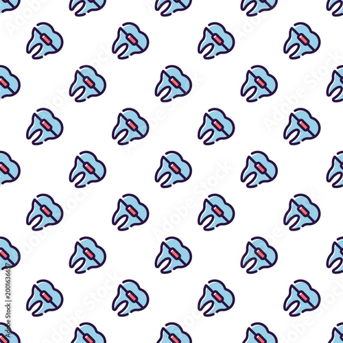 Seamless pattern of stylized teeth icons on a transparent background for dental themes