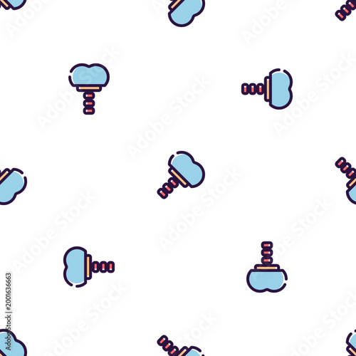 Dental instrument icons repeating on transparent background for medical design