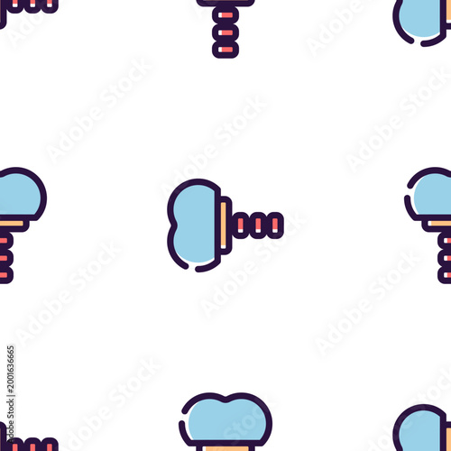 Cartoon dental drill icon pattern on transparent background