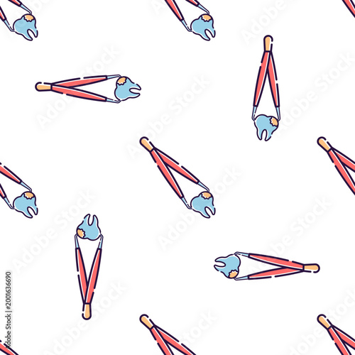 Dental pliers holding a tooth symbol isolated on a transparent background