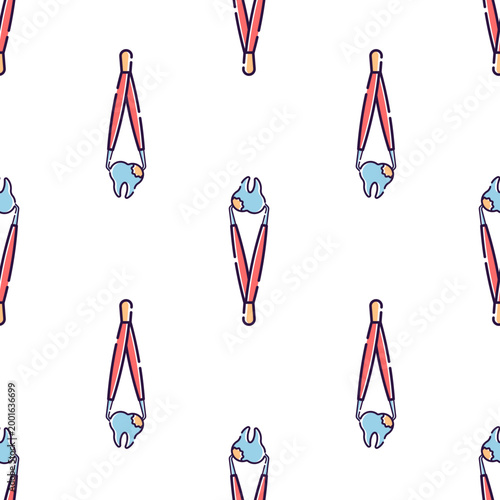 Dental equipment and tooth icons isolated on transparent background