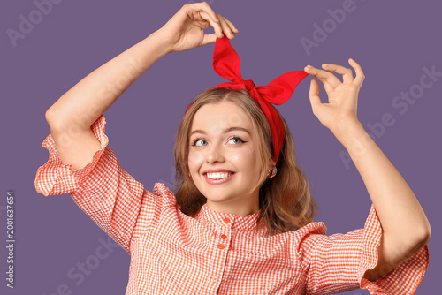 Beautiful young woman with ...
