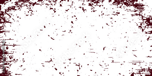 Red grunge frame featuring a textured red ink splat design with watercolor paint splashes and black stain patterns on a dirty vector paper backdrop