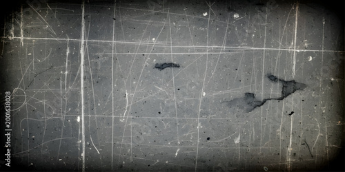 Grunge film strip background with rain drops and snowy weather texture in dark night style