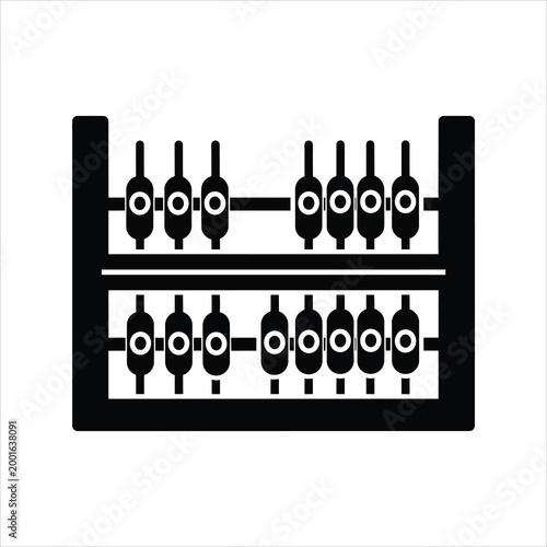 Abacus counting tool with beads in a frame for education and calculation Vector Illustration Isolated on white background