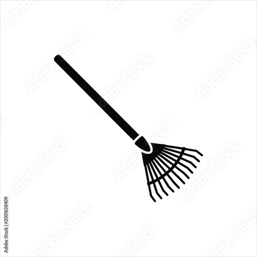 Garden leaf rake tool for yard work during autumn season Vector Illustration Isolated on white background