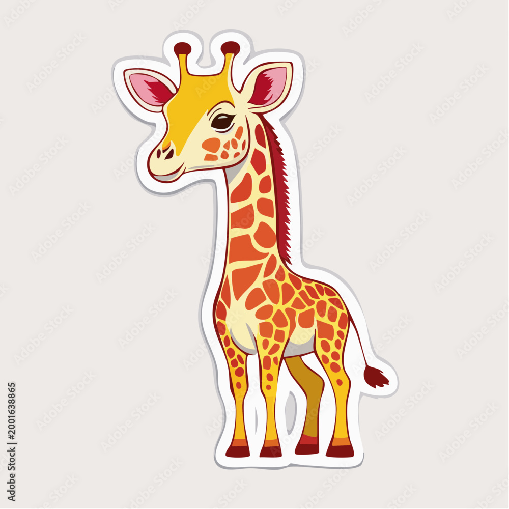 Obraz premium Cute Cartoon Giraffe Sticker
