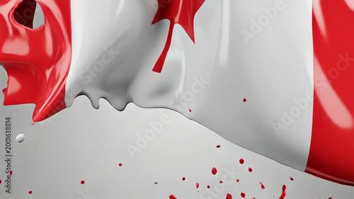 Canada flag paint splash on white background