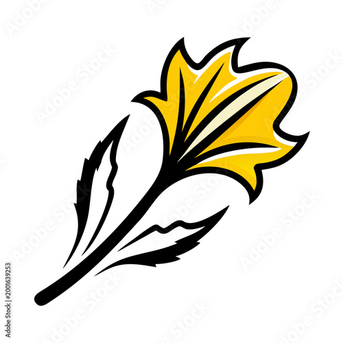 Minimalist Yellow Flower Botanical Vector Icon