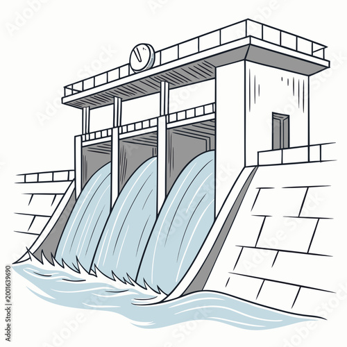 spillway dam with structured design and flowing water high quality professional
