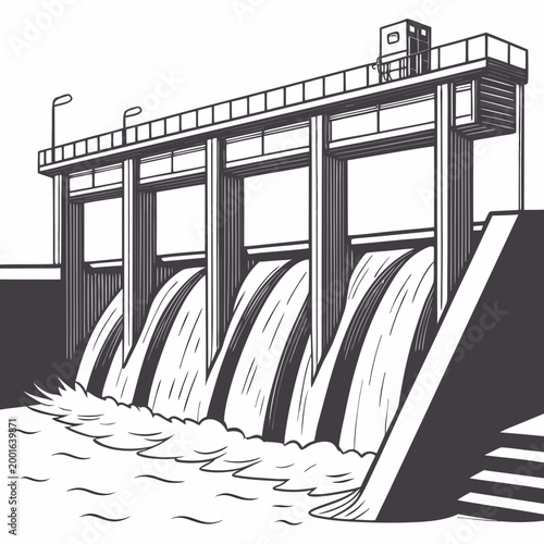 hydraulic dam with flowing water and structural pi high quality professional