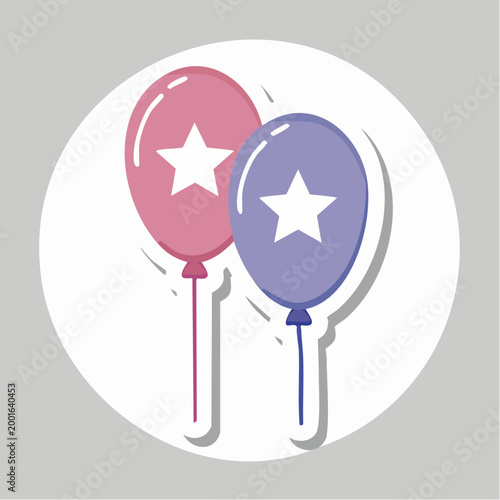 Two Balloons with Stars