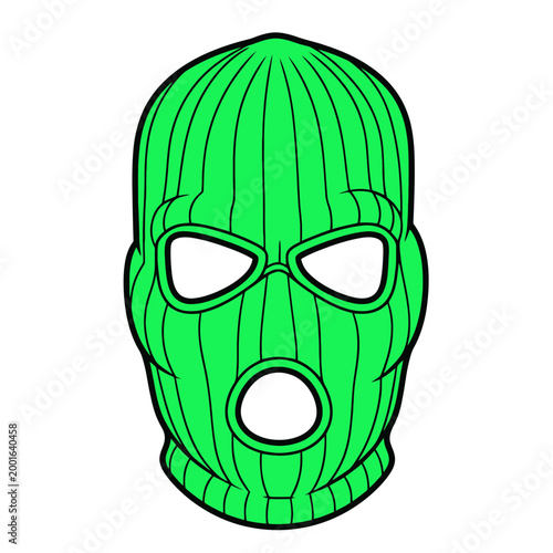 Neon Green Ski Mask Balaclava Icon Isolated on White Background