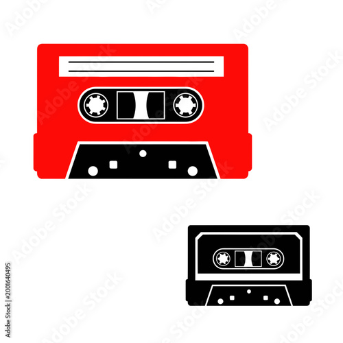 Vintage Audio Cassette Tapes - Red and Black Retro Music Media