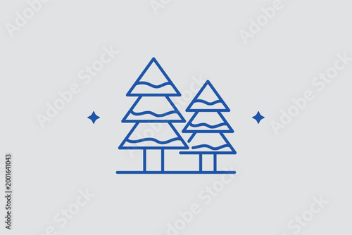 Pine trees line icon. Natural vector illustration for forest conservation projects and mountain landscape graphics.