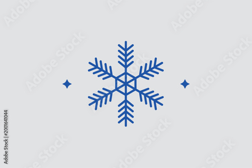Snowflake line icon. Symmetrical vector illustration for holiday decorations and meteorological reports.