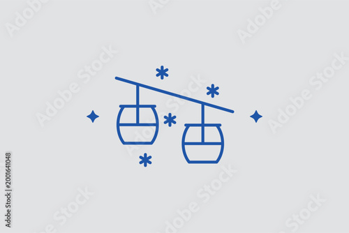Ski lift chair line icon. Functional vector illustration for ski resort navigation and mountain transport infographics.