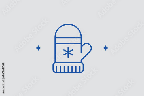 Mitten line icon. Detailed vector illustration for cold weather clothing stores and winter safety guides.