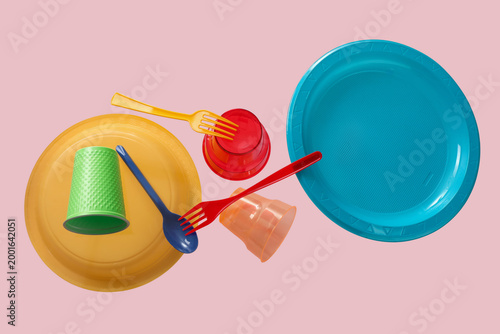Different plastic tableware...