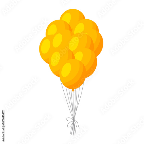 Yellow Orange Balloon Bunch Cartoon Vector Clipart
