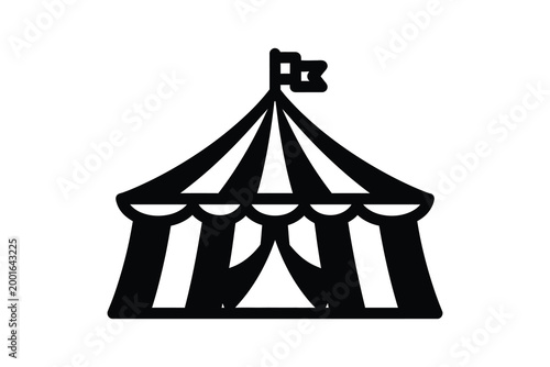 Classic circus tent icon with a flag on top perfect for entertainment events and carnival themes