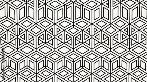 Geometric pattern with repeating tessellated cubes and diamonds, abstract optical illusion design
