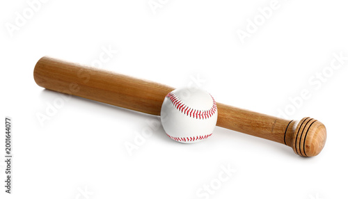 Baseball bat and ball isola...