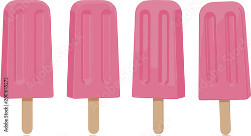 Pink ice cream popsicle set isolated on white background sweet frozen dessert minimal summer treat vector illustration collection