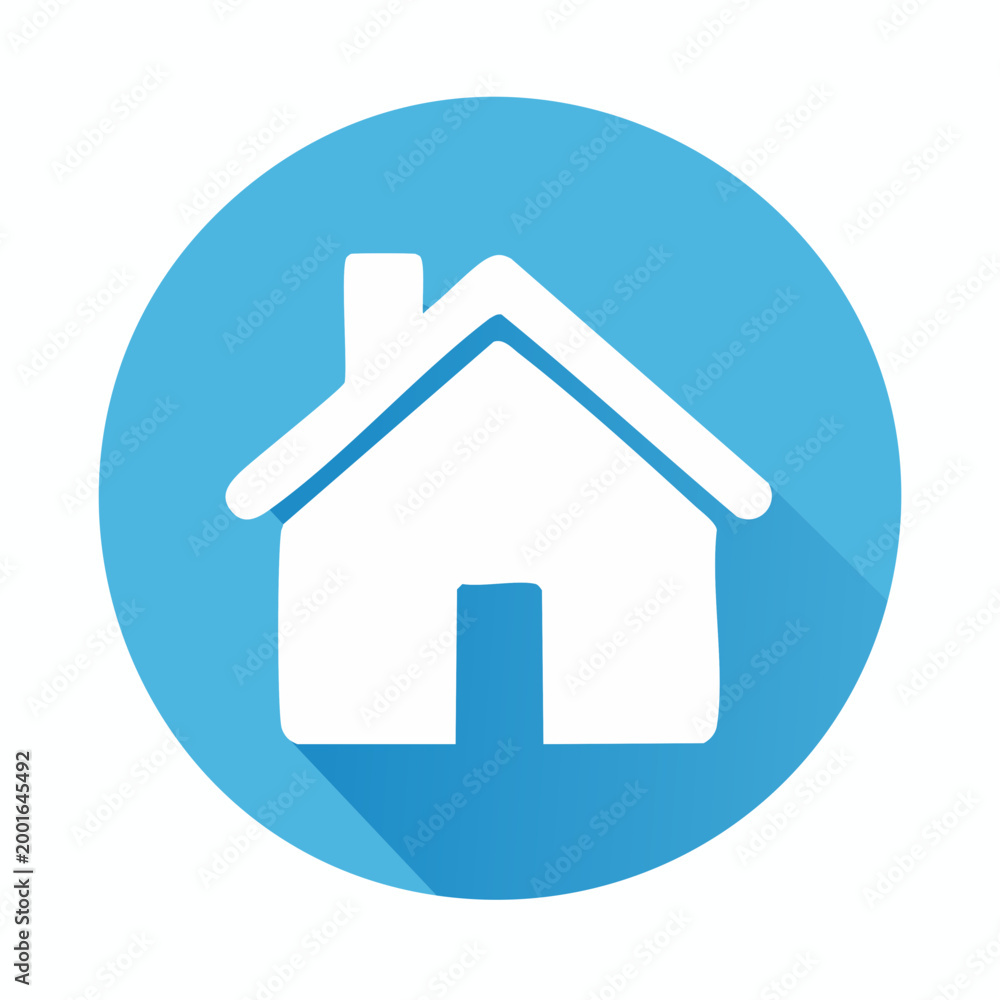 Fototapeta premium Simple House Icon on Blue Circle Background
