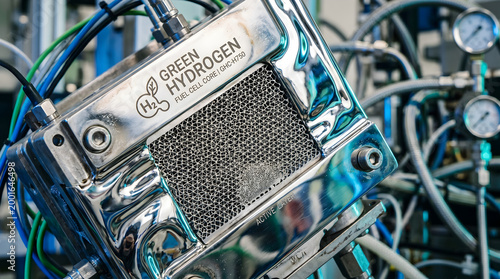 Hydrogen Fuel Cell Detail: Macro shot of a 