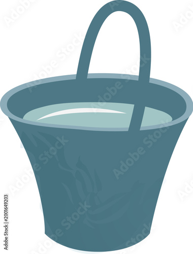 Metal water bucket with liquid