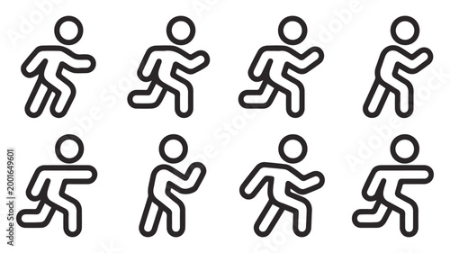 Dynamic Runners Iconography: A series of dynamic line icons captures the essence of a runner in motion, embodying the spirit of competition and athleticism.