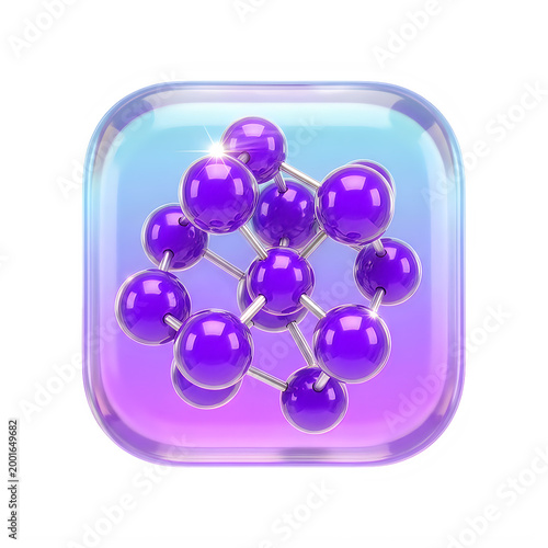 Purple flower with green leaves isolated