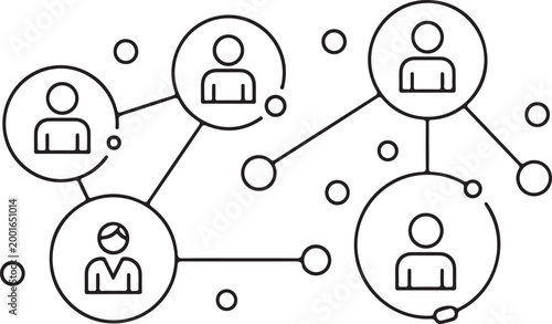 Network of people icon, social connection and communication concept
