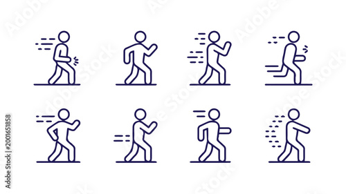Dynamic Human Motion: A series of stylized line illustrations depicting various actions, movements and activities, perfect for conveying energy, agility and physical exertion. 