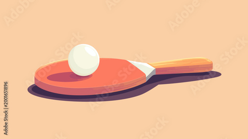 Pixelated illustration of a table tennis racket with a ball resting on the red paddle