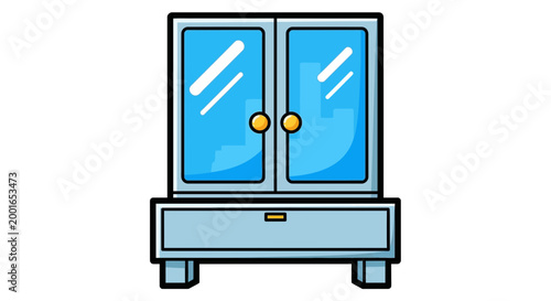 Modern Wardrobe with Mirrored Doors and Drawer