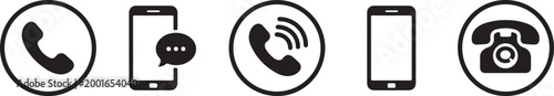 Vector graphic illustration of various mobile phone and communication icons