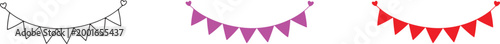 Colorful festive bunting flags in various designs and vibrant colors for party decorations