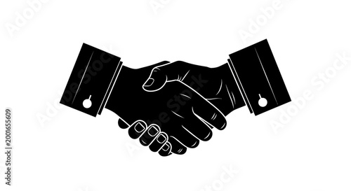 Handshake icon, business partnership symbol, corporate agreement illustration, black vector graphic May day, EPS