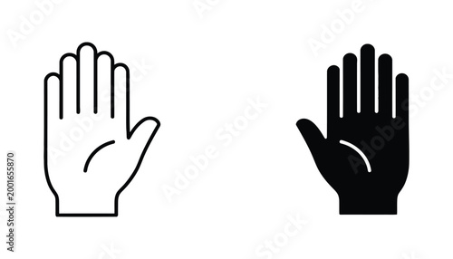 Open human palm hand gesture icon set for communication and interface design in clean vector style