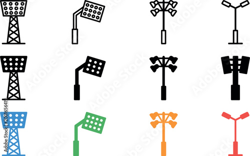 Football championship 2026 vector illustration of stadium lights floodlights