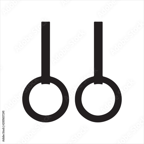 Gymnastic rings hanging during athletic training Vector Silhouette Isolated on white background